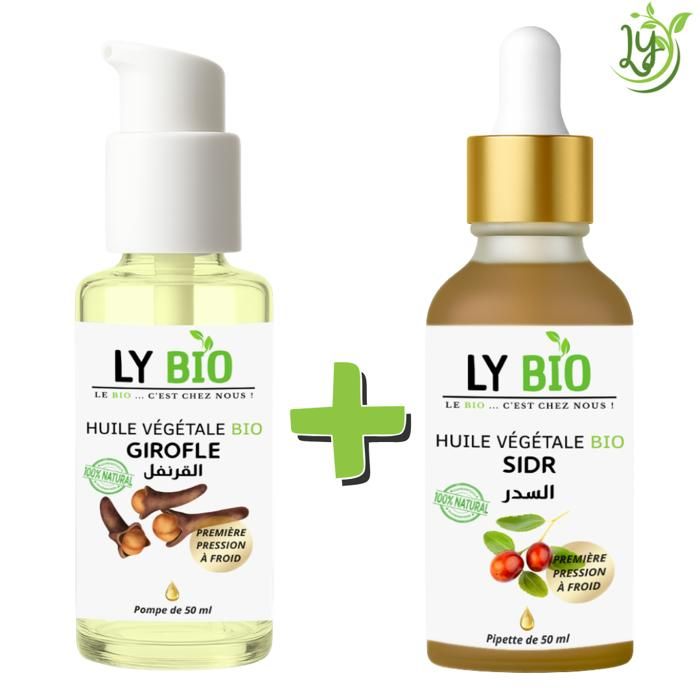 LYBIO PACK HUILE GIROFLE 50ML - POMPE + HUILE SIDR 50ML - PIPETTE