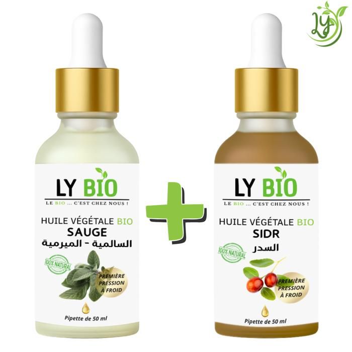 Pack Huile - LYBIO - Sauge et Sidr - 50ml - Pipette - Soin Cheveux et Peau