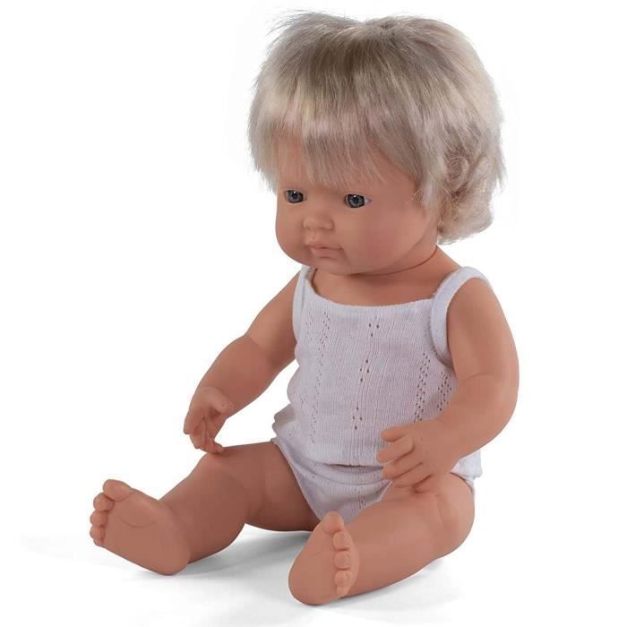Poupée bébé fille - MINILAND - 38 cm - Vinyle souple - Anatomique - Adapté pour les besoins spéciaux