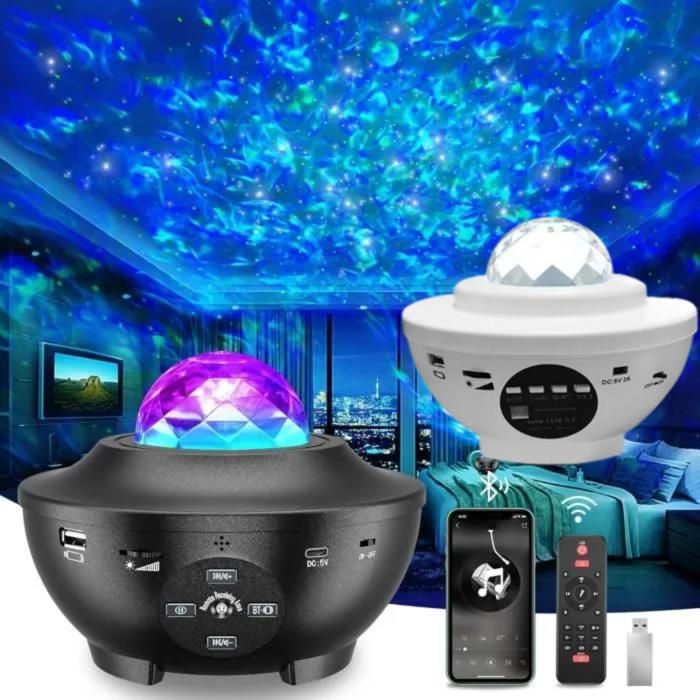 Projecteur nuit étoilée galaxy avec haut-parleur musique télécommandé (Couleur aléatoire)