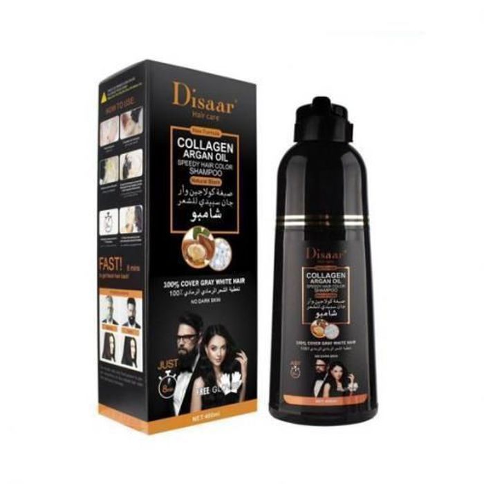 Disaar Shampooing et teinture capillaire au collagène et à l'huile d'argan,  400 ml