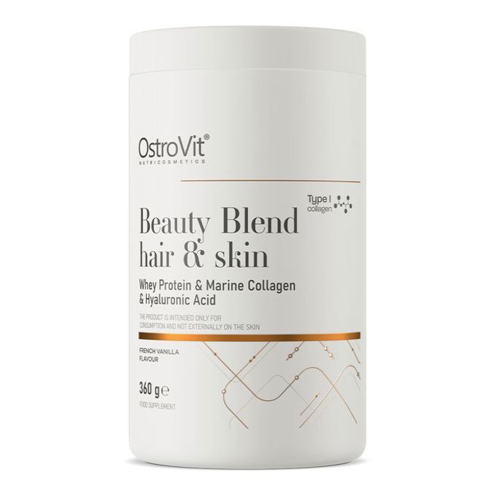 Beauty Blend Hair & Skin 360 g French Vanilla - Whey Protein, Marine Collagen & Hyaluronic Acide