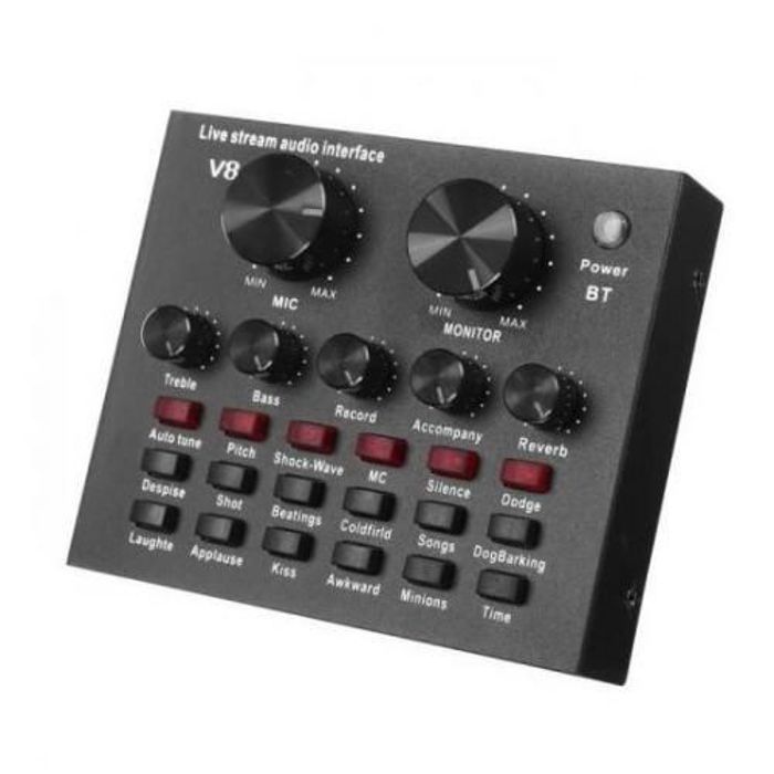 Carte de Son USB Externe V8 Audio Mixer Bluetooth - Noir.