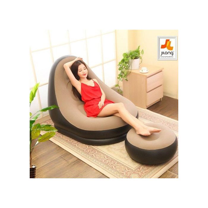 Ensemble fauteuil + pouf gonflables avec dossier confortable et repose-pieds Matelas & Sommiers