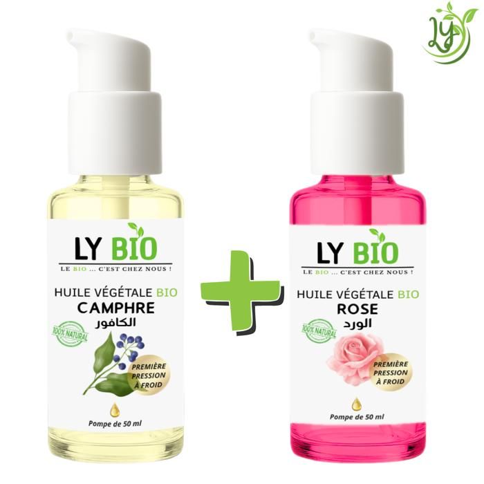 LYBIO PACK HUILE CAMPHREE 50ML - POMPE + HUILE ROSE 50ML - POMPE