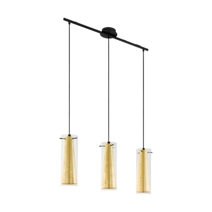 Suspension - EGLO - PINTO GOLD - 3 ampoules E27 - Noir - Design contemporain