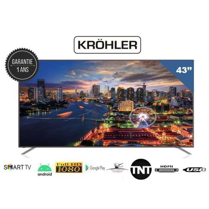 KRÖHLER - Smart TV LED 43" - TNT intégré - Récepteur intégré -TKS-43-SM-01