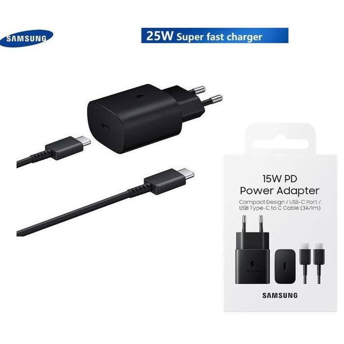 Samsung Chargeur Adaptateur secteur Fast Type-C vers Type-C 15W (EP-T1510XBEGWW)