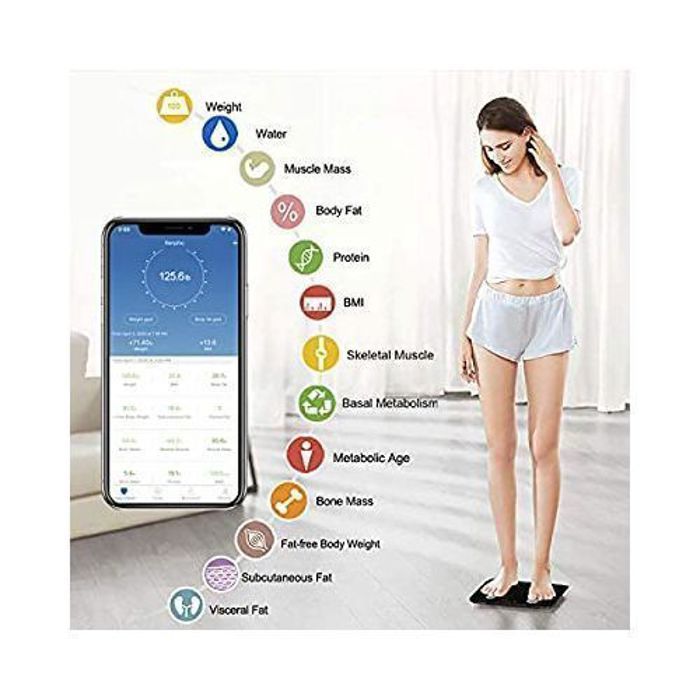 Pèse-Personne Bluetooth Balance Salle de Bains Impedancemetre avec 13 Données Corporelles