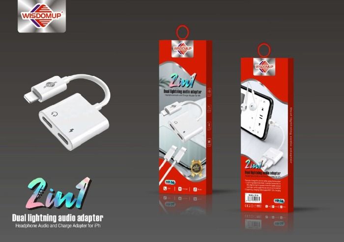 wisdomup Adaptateur Lightning vers Jack 3.5mm iOS 2 en 1 charge et Audio Aux Dual Lightning
