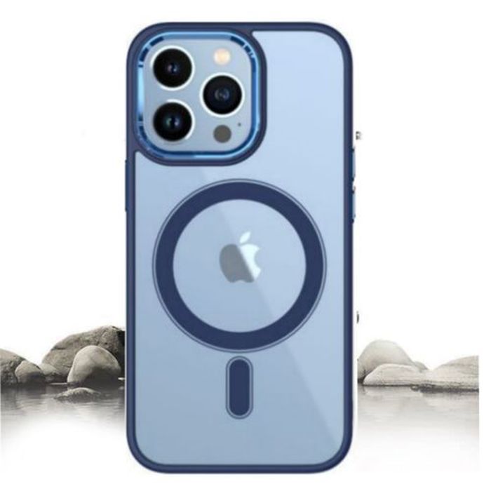 Pochette Iphone 12 Pro Silicone Transparente Super Magsafe Bleu