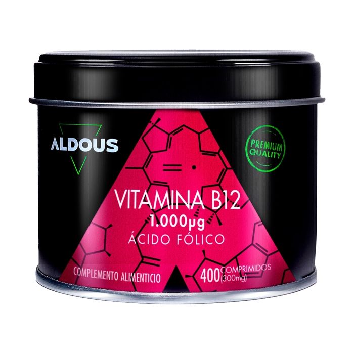 Aldous Bio - Vitamine B12 1000 mcg + 400 mcg d'acide folique - 400 comprimés - Contre la fatigue - Vitamines pour la Défense