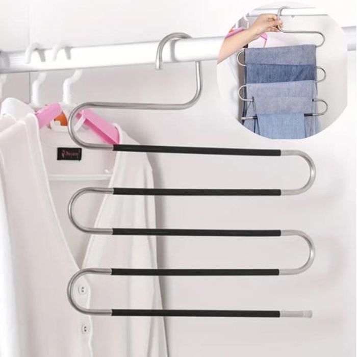 Cintre 5 en 1 - Inox - Set de 2 - Antidérapant - Contemporain - Design