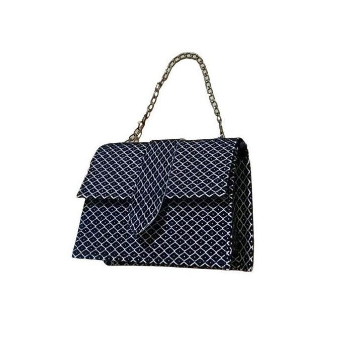 Sac à main - GENERIC - Tissu wax - Anse chaîne dorée - Motif géométrique - Léger et pratique