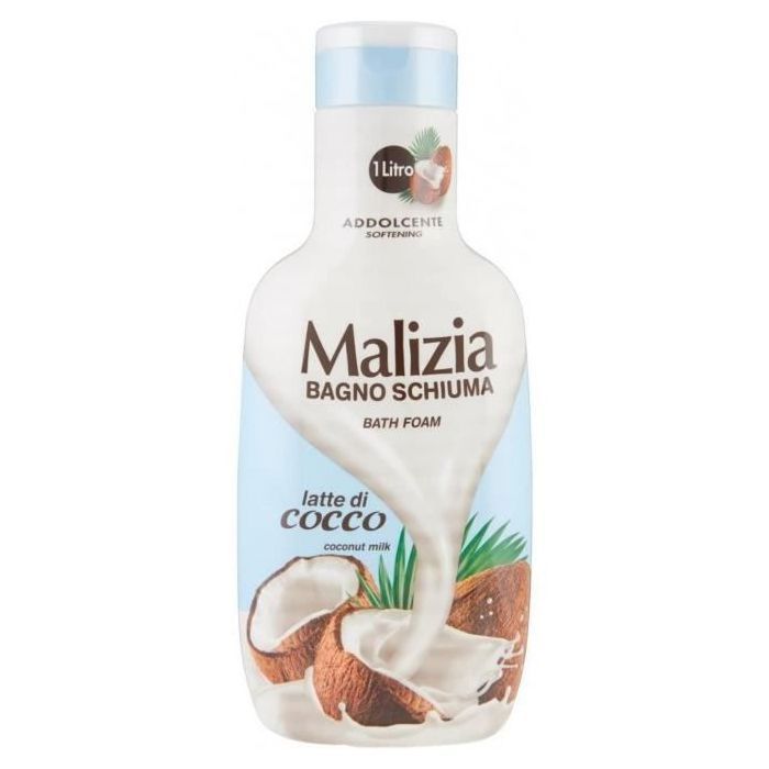 Bain Mousse - Malizia - Coco - 1L - Hydratant - Doux - Accessoires de salle de bain