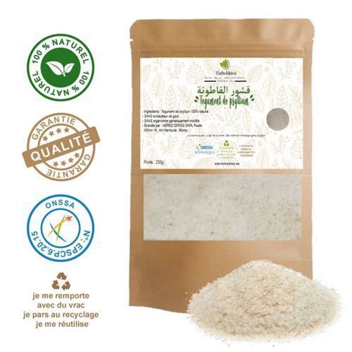 HERBO IDRISSI Teguments de Psyllium ( Ispaghol ) 500g -Solutions problèmes Intestins
