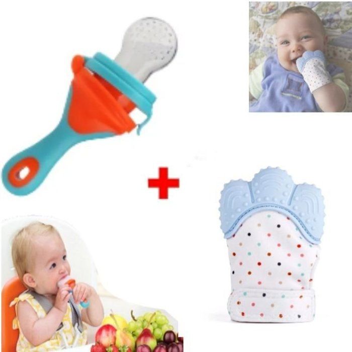 Ensemble de Gant de dentition et tetine de fruits