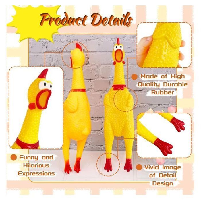 Jouet Poulet Couinant: Nouveauté 30 cm, Durable, Amusant pour Enfants & Adultes
