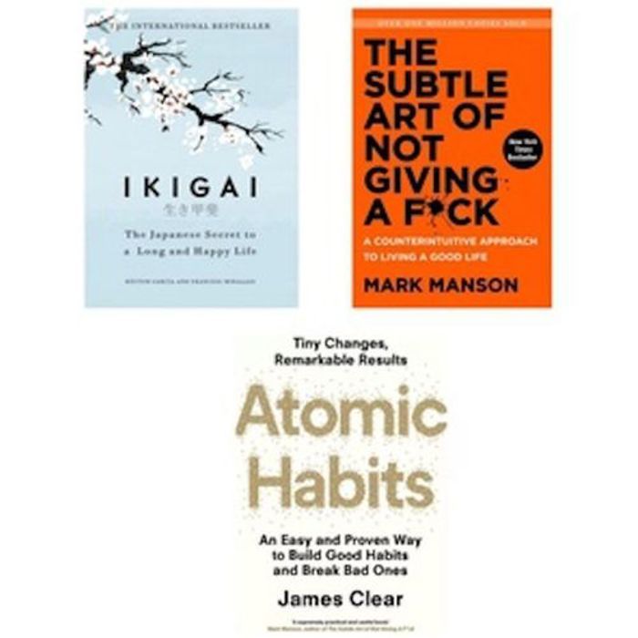 Ouri shop 3 Livres (Ikigai japonais + L'art subtil de s'en foutre + Habitudes atomiques)