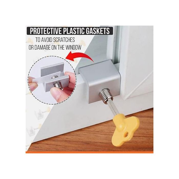 Verrou de Sécurité pour Porte et Fenêtre Coulissante – Serrure Antivol avec Clé, Protection Bébé et Enfant