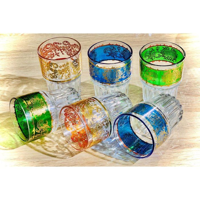 6 Verres à eau en couleurs  - Cristalin - Lot de 6 - 300ML - Couleurs variées - Verre épais
