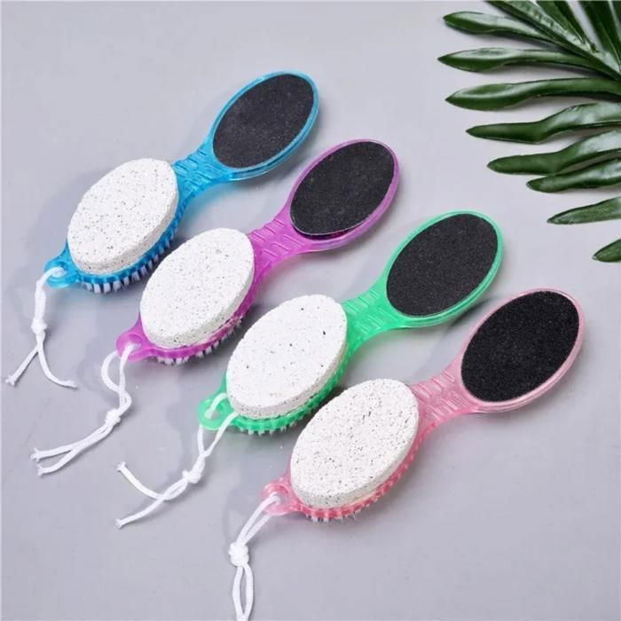 Brosse à pied double face pour épurateur de pierre ponce 4 en 1 (Couleur aléatoire)