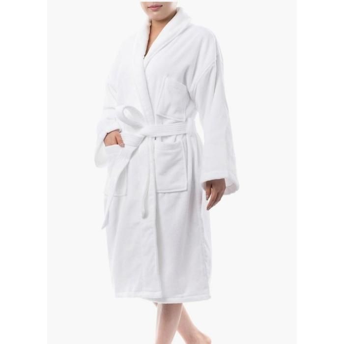 Peignoir - Velours - Blanc - 100% Coton Égyptien - 450 G/m2 - Intérieur