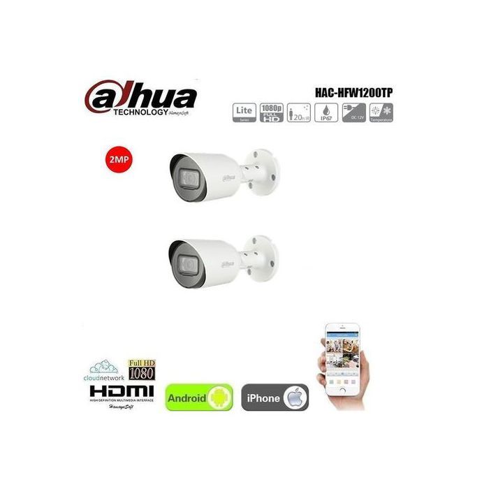 Dahua Ensemble Pack de 2 caméras de surveillance d'extérieur 2MP 1080P