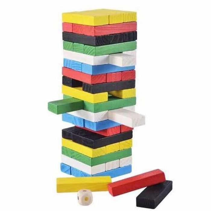 Jouet de tour Jenga - Multicolore - 54 pièces - Bois - Pour adultes et enfants - Intérieur