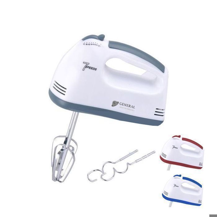 Batteur électrique à main - GENERAL - 7 Vitesses - 100W - Multicolore - Ergonomique - Amovible