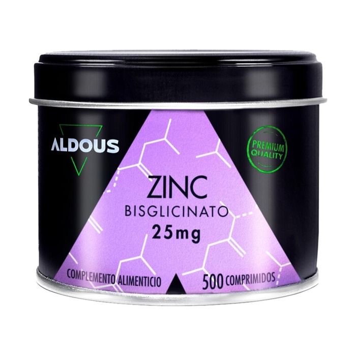 Aldous Bio - Zinc 25mg - 500 comprimés - Pour les cheveux, peau et ongles - Améliore le système immunitaire - Bisglycinate de zinc