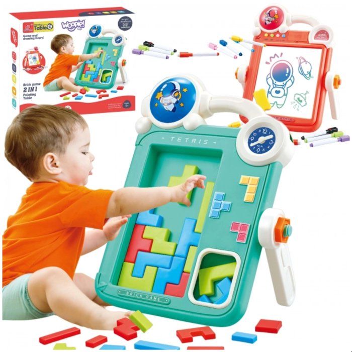Table de Jeu Éducative 2 en 1 – Tetris & Tableau à Dessin