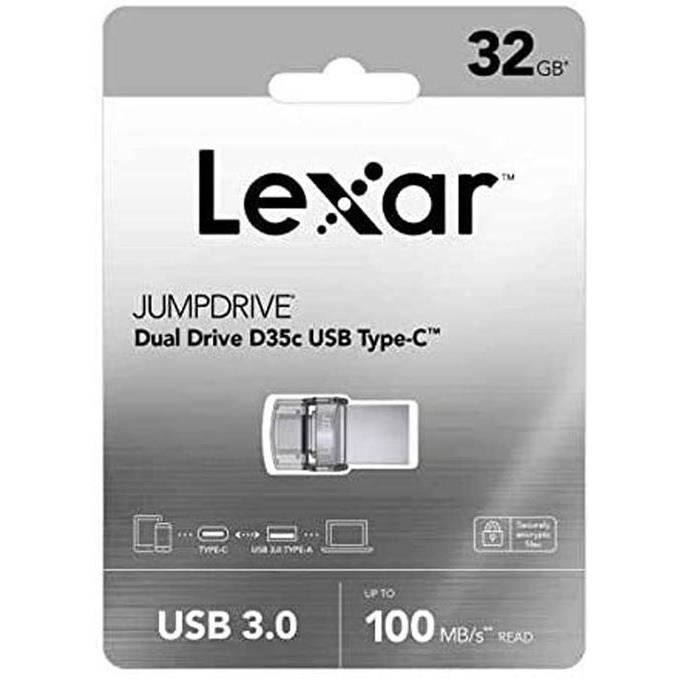 Clé USB - LEXAR - JumpDrive D35c - 32 Go - USB 3.0 - Gris