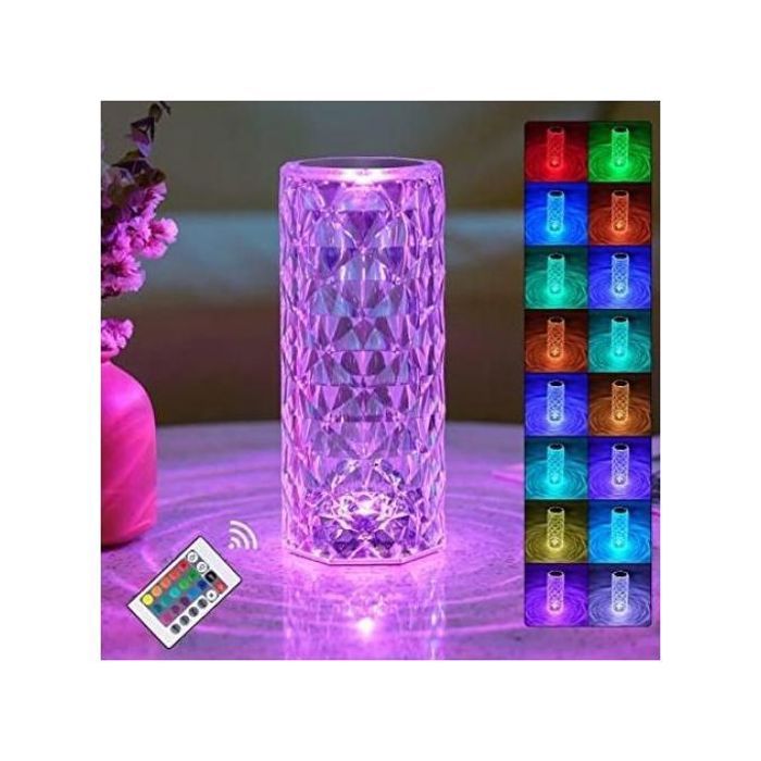 Lampe de Table Diamant : Télécommande, 16 Couleurs, Rechargeable USB