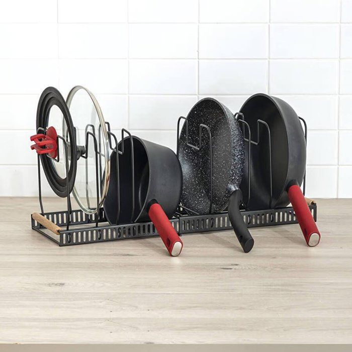 Rack extensible poêles/casseroles L. 58,5 x P. 18 x H. 21 cm