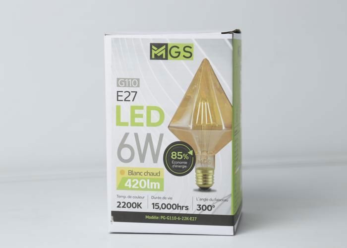 MGS - AMPOULE LED G110 PYRAMIDE 6W E27 - Blanc Chaud