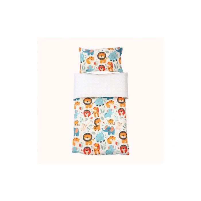 Housse de Couette Imprimée Bébé Jungle Joyeuse (115x130cm)+1TO Offert (30x50 cm)