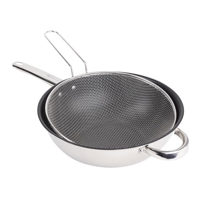 Ensemble de friture - SAN IGNACIO - 2 en 1 - Acier inoxydable - Diamètre 28 cm - Compatible induction