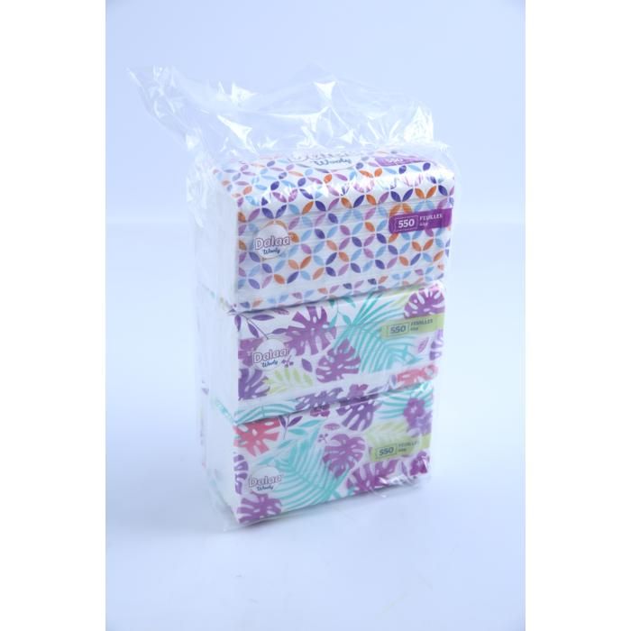 Mouchoirs - DALAA - Lot x3 - 550 feuilles - Doux - Résistants - Pratiques