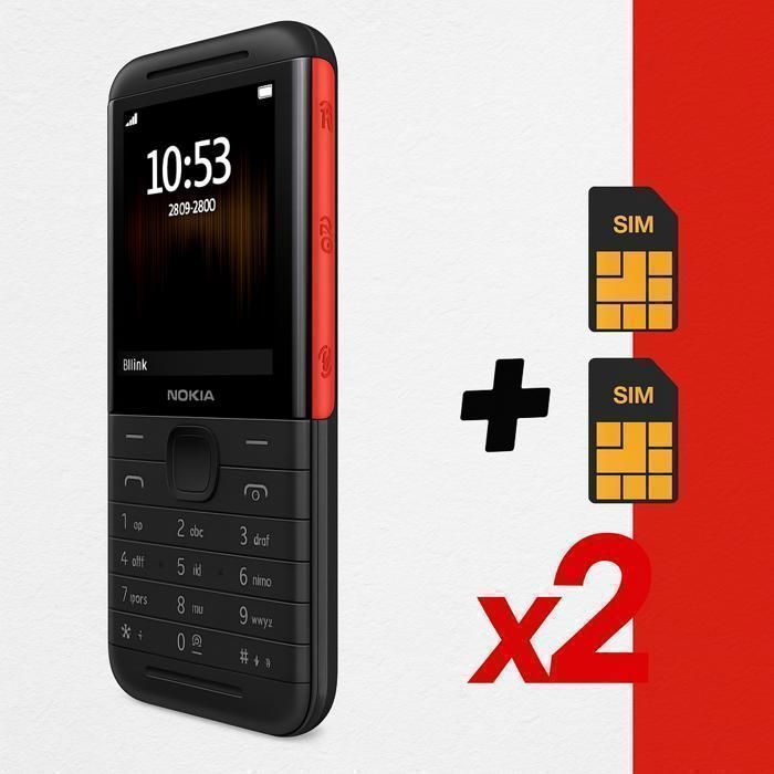 Nokia 5310 -Daul SIM Téléphone portable Moderne Appareil photo VGA flash-noir/rouge