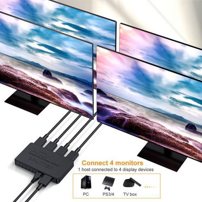 Commutateur compatible HDMI 1 en 4 sorties 4K distributeur vidéo répartiteur HDMI