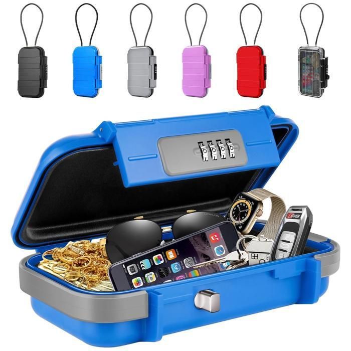 Coffre-fort portable à code avec câble métallique amovible pour bijoux, document (Couleur aléatoire)