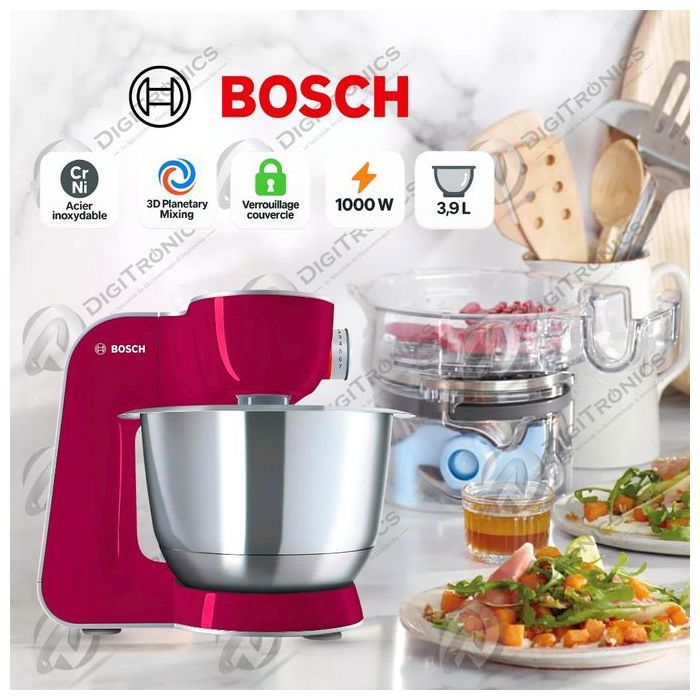 Série 4 MUM5, Robot Pâtissier technologie 3D Planetary Mixing 1000 W, Bol Inox 3,9L, 7 Vitesses