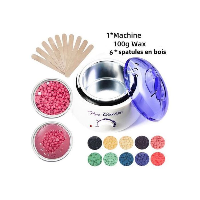Pro Wax Machine Professionnel Chauffe-Cire pour Épilateur + CIRE ITALWAX -100G + 6 SPATULES