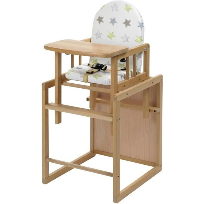 GEUTHER Chaise Haute Nico Naturelle Assise Thème Etoile