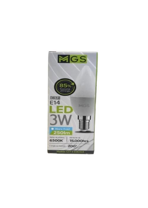 Ampoule Lustre LED - MGS - C37 - 3W - E14 - Blanc - Intérieur