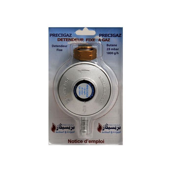 Détendeur 28mbar - Precigaz - 1,8kg - Acier inoxydable - Cuivre - Butane