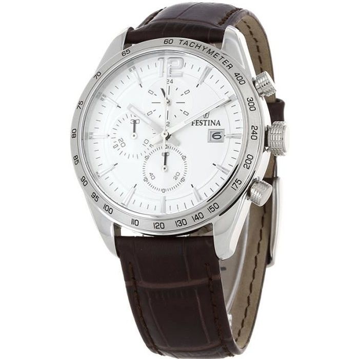 Montre - FESTINA - F16760-1 - Chronographe - Cuir marron - Étanchéité 5 ATM
