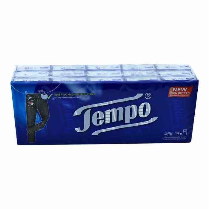 Pack mouchoirs de poche blanc 4 plis x9 unités x15 étuis - TEMPO