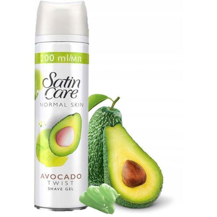 Gel à raser - Gillette - Satin Care Avocado - 200ml - Peaux Sensibles - Non gras